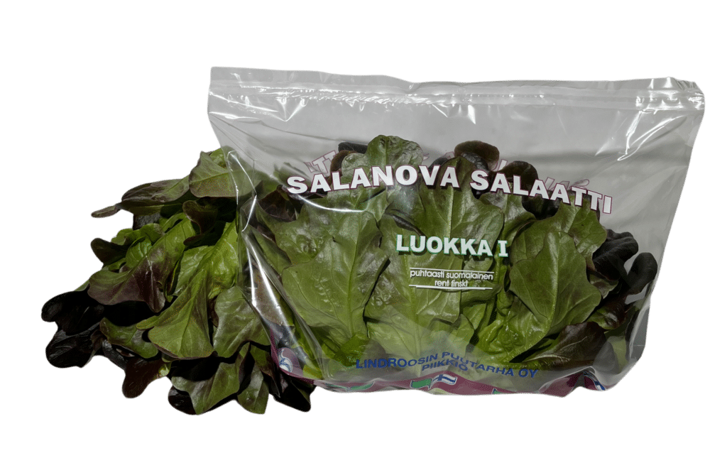 Punainen salanova pussissa ja ilman pussia.